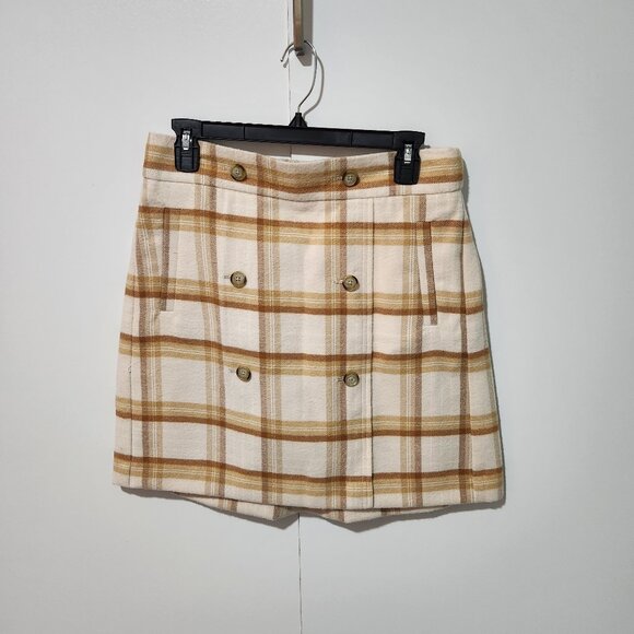 LOFT Outlet Dresses & Skirts - Loft Outlet Cream Camel Brown Beige Preppy Soft Plaid Classic Mini Skirt Medium